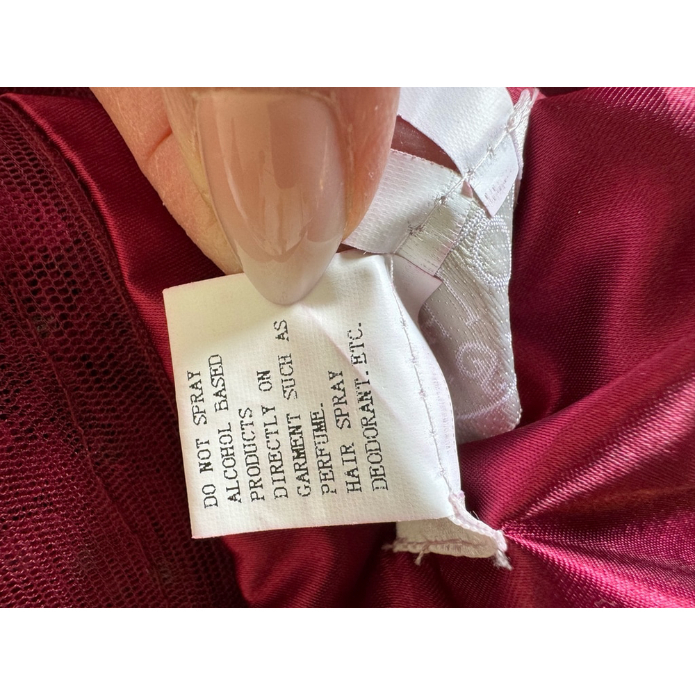 Fiesta Fashion beaded lace bodice Burgundy Lace chiffon skirt Dress Size L - Picture 12 of 12
